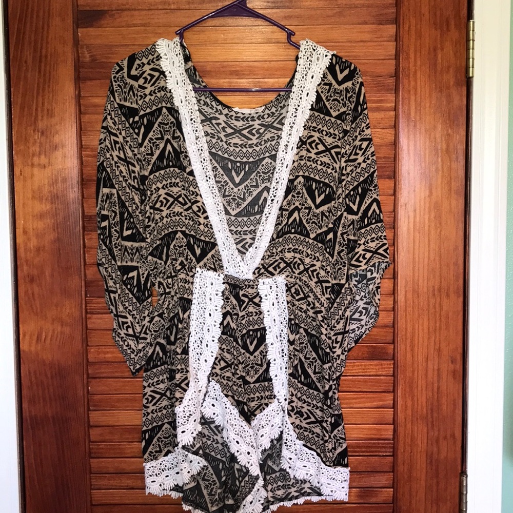 Long Sleeve Lacy Tribal Romper!